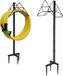 Merkloos Tuinslanghouder, vrijstaand voor tuin, afneembare metalen tuinwaterslang, opbergorganizer, heavy duty tuinbuisstandaard voor tuin