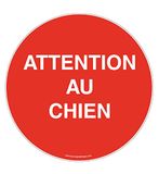 AUA SIGNALETIQUE - Bord "Achtung gegen Hund", rode achtergrond – Ø 270 mm, vinyl zelfklevend