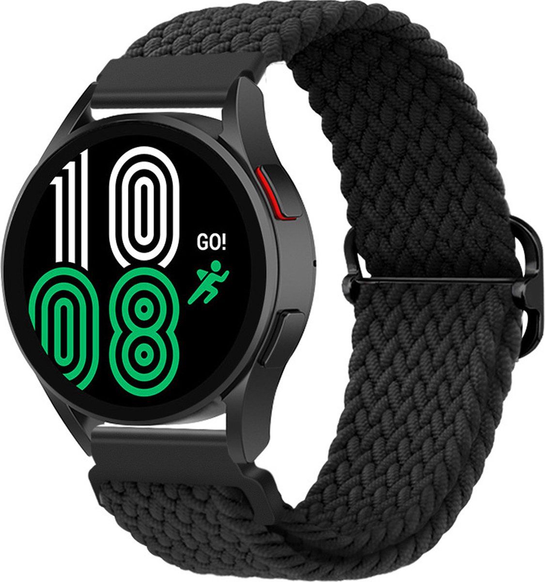 YONO Nylon Stretch Bandje 20mm - Horlogebandjes geschikt voor Samsung Galaxy Watch 5 / Pro / 4 / 3 / Active 2 - Garmin Approach / Forerunner / Venu 2 Plus / SQ / Vivomove - Polar Ignite / Unite – Zwart