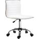Pangivo Chaise de bureau sans accoudoirs tabouret à roulettes réglable en hauteur simili cuir blanc