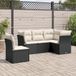 Prolenta Maison Exclusive - Tuinset voor in de tuin, bestaande uit 5 delen met kussens, zwart, gemaakt van polyrotan