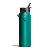 Hydro Flask – Lightweight Wide Flex Straw Cap Bottle 946 ml (32oz) – Roestvrij Staal, Lekdicht met Band – Geïsoleerd 24 Uur Koud – Emerald Green