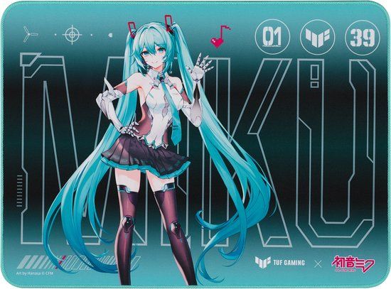 ASUS TUF Gaming P1 Hatsune Miku Edition - Muismat rubber - stof - turkoois