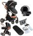 Corvance B.V. Landau - Poussette canne - Poussette canne pliable - Poussette canne pliable - Poussette canne pliable nouveau-né - 3 en 1 - BabyWalker - Grand paysage - NoirOr
