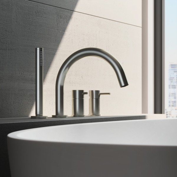 Hotbath Archie Badrandcombinatie - Hendel mengkraan met uitloop en 2 weg omstel - RVS AR073IX