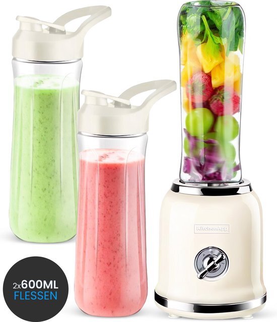 KitchenApp Blender to go - Retro blender - Smoothie maker - 300W - Beige