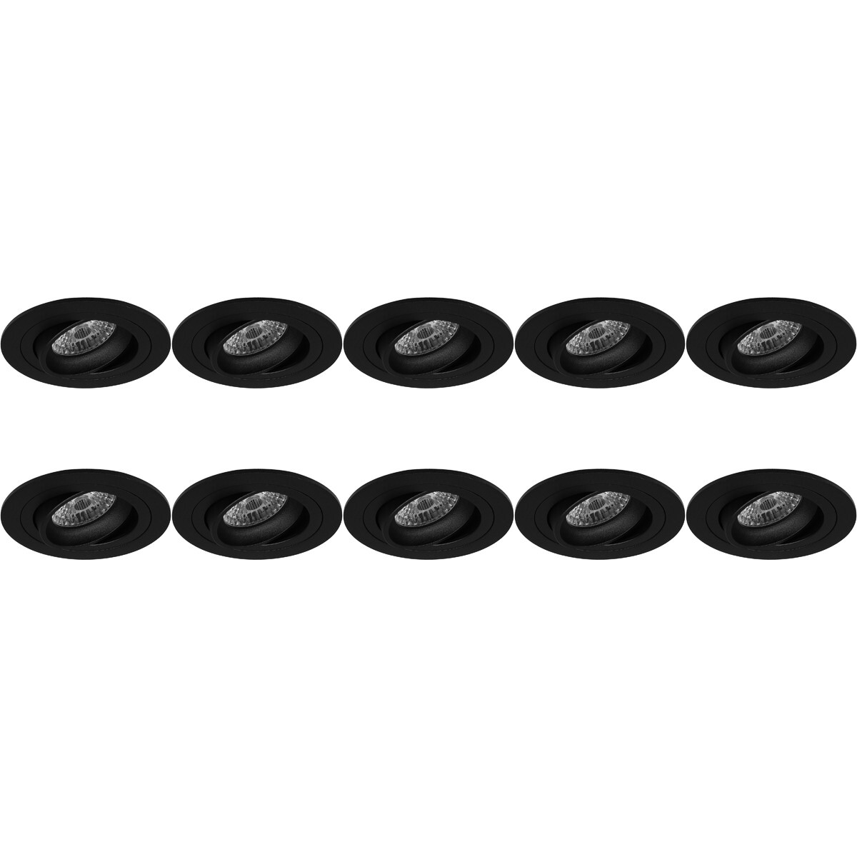 BES LED Spot Armatuur 10 Pack - Pragmi Alpin Pro - GU10 Fitting - Inbouw Rond - Mat Zwart - Aluminium - Kantelbaar - Ã˜92mm