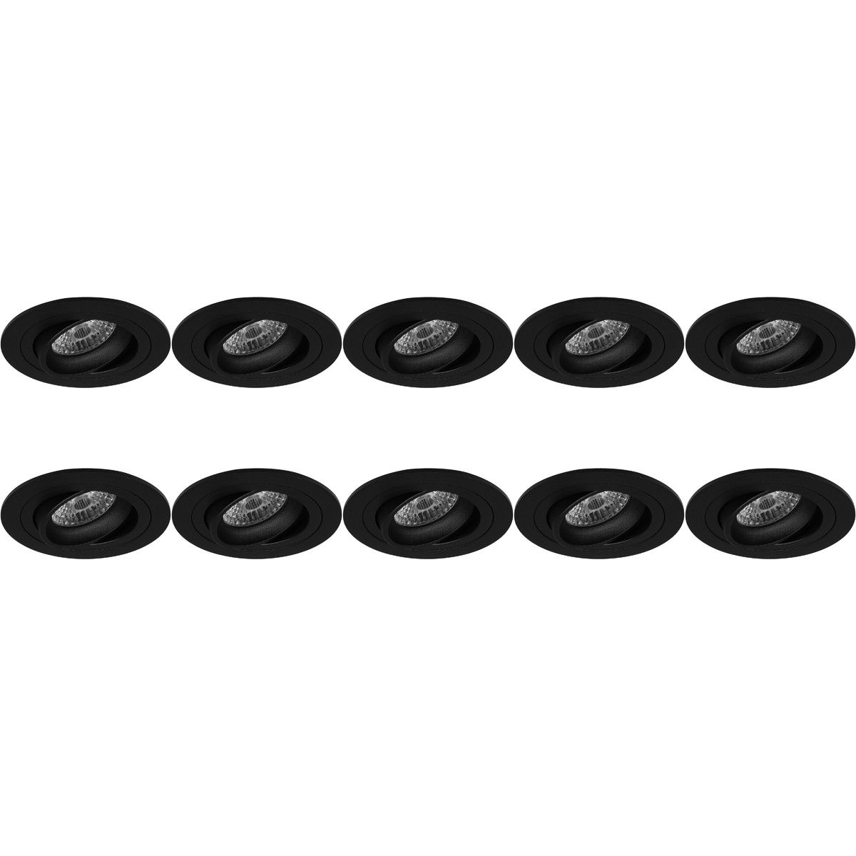 BES LED Spot Armatuur 10 Pack - Pragmi Alpin Pro - GU10 - Inbouw Rond - Mat Zwart - Aluminium - Kantelbaar - Ø92mm