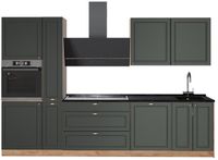Vicco Complete keukeneenheid Fame-Line, Groen-Goud Landhuis/Goudkleurig Eiken, 310 cm, WB Antraciet