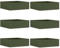 vidaXL Gazonrand 6 st 40 x 40 x 13 cm staal olijfgroen