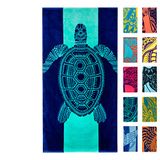 Nova Blauw schildpadstrandlaken - Tropische blauwe kleuren met een uniek ontwerp, extra groot, XL (86,4 x 160 cm) Gemaakt van 100% katoen voor kinderen en volwassenen