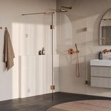 Brauer Void - Inloopdouche - Helder Glas - 130 x 200 cm - met Zijwand 40 cm - incl. Glascoating - PVD Koper Geborsteld