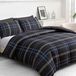 Microfiber Beddengoedset met Rits - Zwart/Blauw/Wit, 135 x 200 cm + 80 x 80 cm