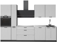 Vicco Complete keukeneenheid Fame-Line, Wit Landhuis/Antraciet, 310 cm, WB Marmer