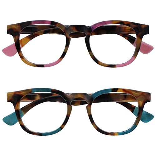 OPULIZE Ava 2 Stuks Bruin Schildpad Roze Turquoise Afstand Bril -2,50