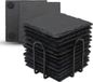 Unyqoos® Set van 12 onderzetters van leisteen – vierkant, 12 x 12 cm, zwart, met stalen houder