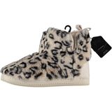 Apollo Dames hoge pantoffels/sloffen luipaard print - beige - 37-38