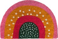 Relaxdays Paillasson Coco Demi-rond Boho 60 x 40 cm Antidérapant