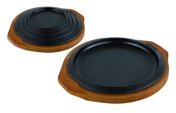 Ilsa Bord van gietijzer, dienblad van hout, rond, 21 cm