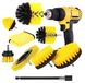 Brosse de ponçage avec manche perceuse - Set de 9 pièces - Polypropylène - Jaune