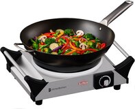 KitchenBrothers Elektrische Kookplaat - 1 Pits - 1500W - RVS