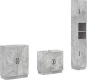 vidaXL - 3-delig - badkamerkast - set - HOORN - Betongrijs - Bewerkt - hout