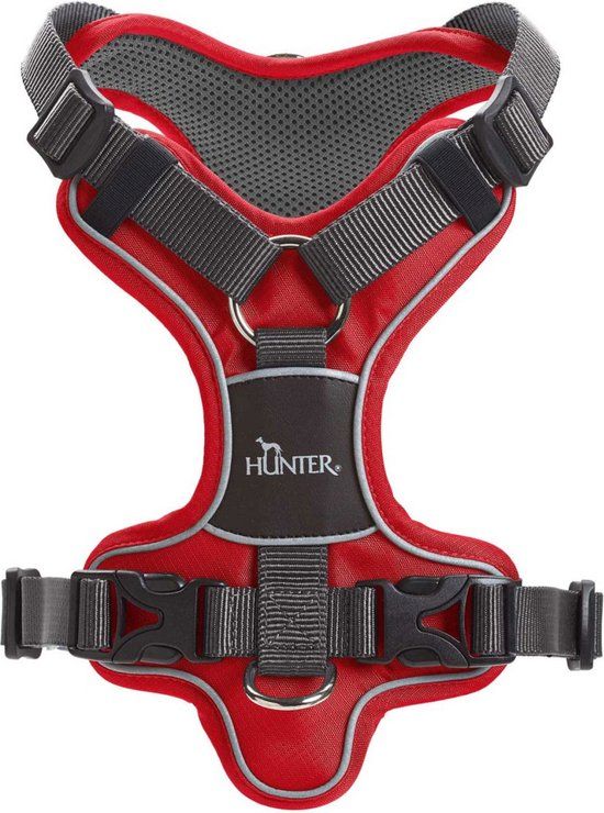 Hunter Harnas Divo Rood&Grijs - Hondentuig - S-M - 52-68 cm