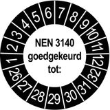 Merkloos / Sans marque Ricard Keuringsstickers NEN 3140 Goedgekeurd tot | 500 stuks, Ø 35 mm | Buiten Zwart