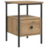 VidaXL Nachtkastje 34x36x50 cm bewerkt hout artisanaal eikenkleurig