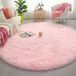 Roze rond tapijt voor slaapkamer, pluizig cirkeltapijt 15,5 x 13,5 cm voor kinderkamer, pluizig tapijt voor tienermeisjes, ruig tapijt voor kinderkamer, donzig pluche tapijt voor slaapzaal, roze