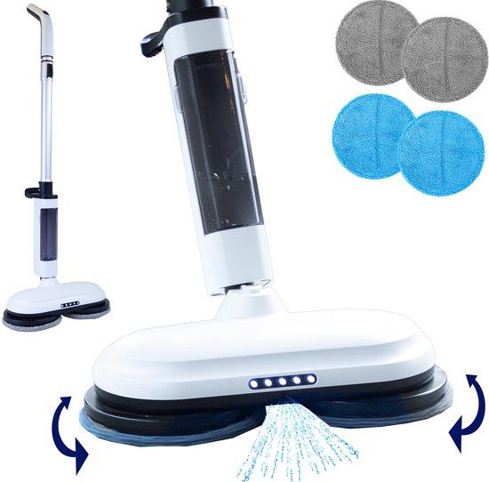 CleanRite Elektrische Dweil 65W Draadloos - Nat & Droog - Dweilsysteem Elektrisch - Dweilrobot - Vloerwisser Badkamer - Vloerreiniger - Vloertrekker - Dweilapparaat - Dweilsysteem
