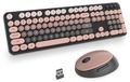 Clavier et souris sans fil rétro machine à écrire - 2,4 GHz - Touches rondes - Pavé numérique