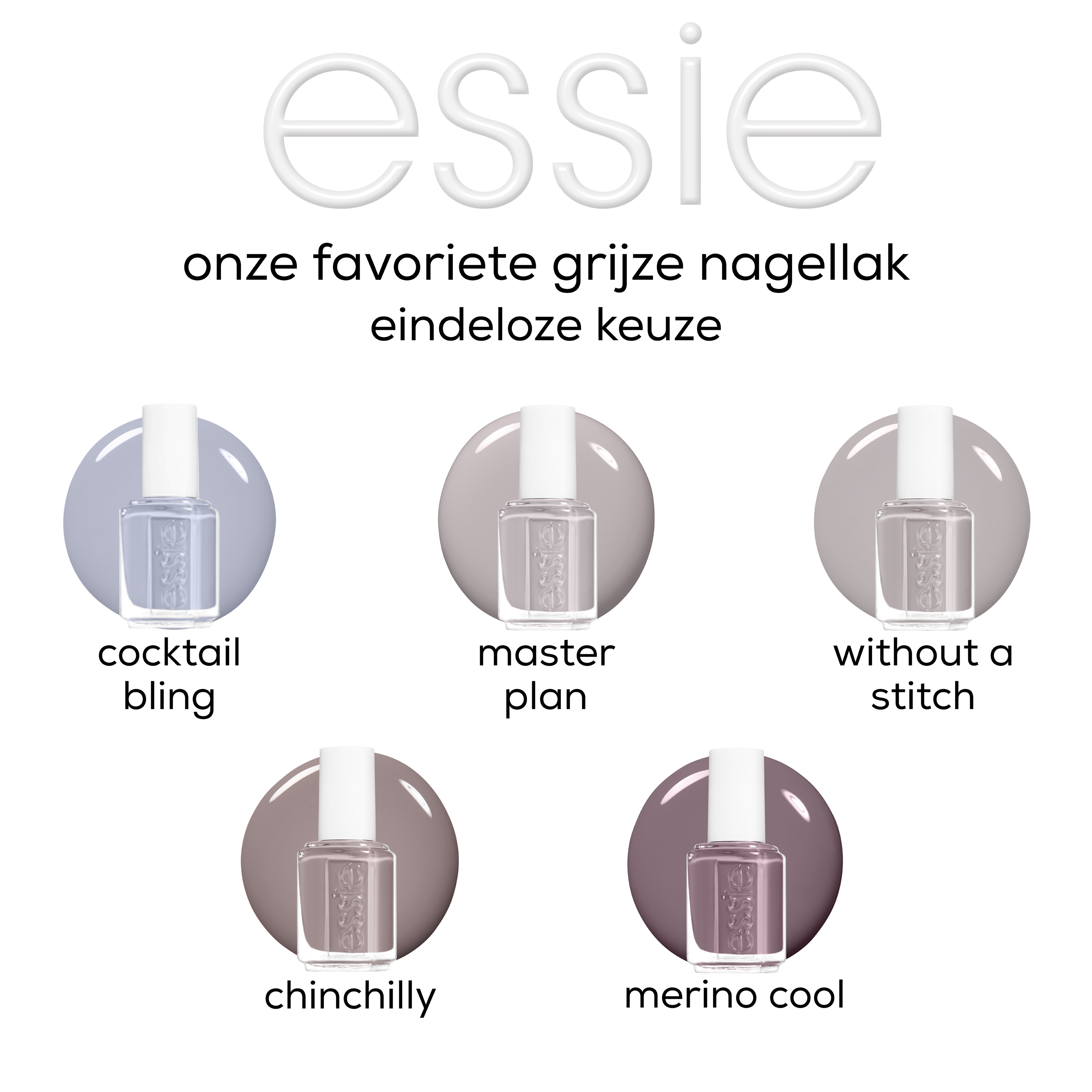 Essie original - 493 without a stitch - grijs - glanzende nagellak - 13,5 ml