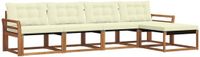 vidaXL - Bank loungeset - 5 zitplekken - Natuurlijk en crème - Acacia hout