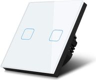 Maclean MCE703W - Aanraaklichtschakelaar van gehard glas met twee vierkante LED-verlichte knoppen - Wit