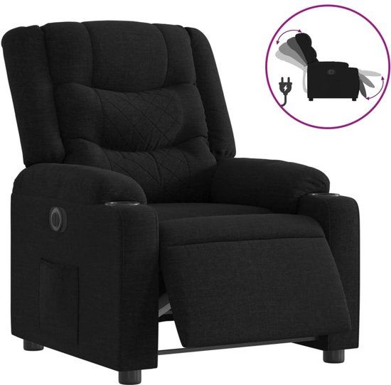 vidaXL Fauteuil Elektrisch Stof Zwart