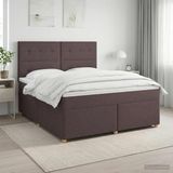 vidaXL Boxspringbed met matras, donkerbruin, 140 x 200 cm, stof