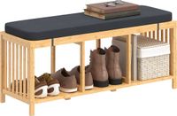 Homcom Schoenenbank Bamboe Polyester Naturel Hout 102x33x45 cm