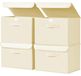 Set de 4 boîtes de rangement avec couvercle - Boîtes en tissu pliables, beige