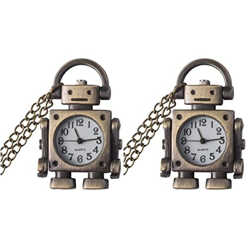 Gatuida 2 Stuks Nek Vrouwen Horloge: Kerst Horloge Met Beloningen Robot Hanger Quartz Fob Gift Scale Verjaardag Messing Retro Opknoping Kids Bag Stuffer Fashion Antieke Metalen Case