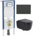 Geberit QeramiQ Dely Swirl Toiletset - Hangend - Inclusief Inbouwreservoir - Zonder Spoelrand - Diepspoel - PK Afvoer - Dual Flush - Soft-close - Afklikbare Zitting - Keramiek - Mat Antraciet Bedieningspaneel