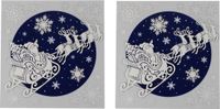 Merkloos 2x stuks velletjes kerst dubbelzijdige glitter raamstickers kerstman slee 31 cm