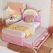 Hoomall 90x200cm Eenhoorn Kinderbed met Uitschuifbaar Onderschuifbed, Roze