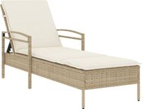 vidaXL Lit de jardin avec coussin 63x200x81 cm poly rotin beige