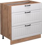 Vicco Fame-Line Meuble bas de cuisine – 80 cm avec 3 tiroirs, WB Marbre Blanc Style champêtre