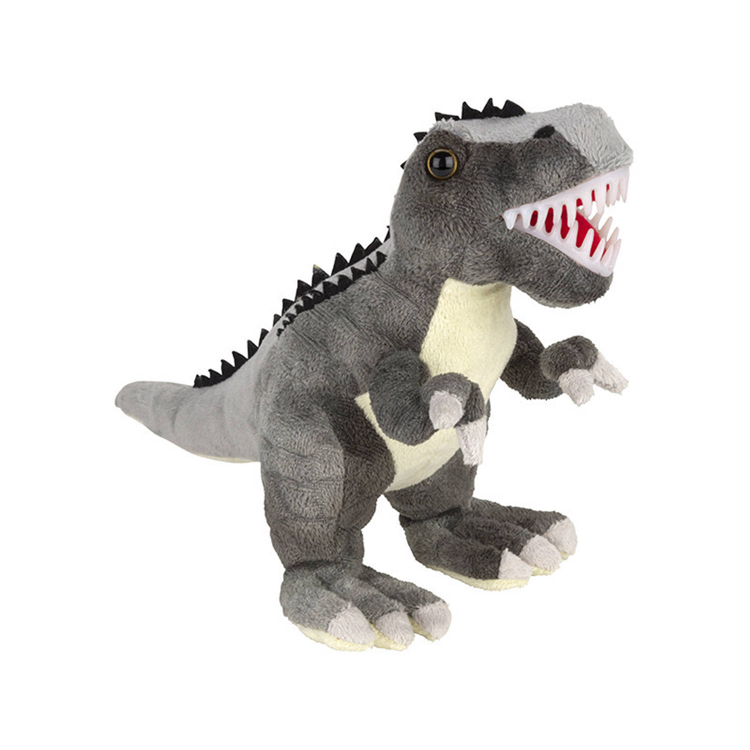 Nature Planet Pluche knuffel dinosaurus T-Rex grijs van 30 cm - Dino speelgoed knuffeldieren