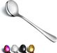Unyqoos® service de 6 cuillères à soupe en acier inoxydable brillant de haute qualité – design intemporel, lavable au lave-vaisselle, poli miroir