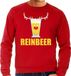 Bellatio Decorations Reinbeer Grote maten foute kersttrui / sweater gewei met bierglas - rood voor heren - Kersttruien / Kerst outfit XXXXL