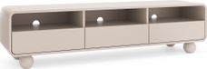 3xE living meuble TV 180 cm, 3 tiroirs, cachemire, pieds sphériques