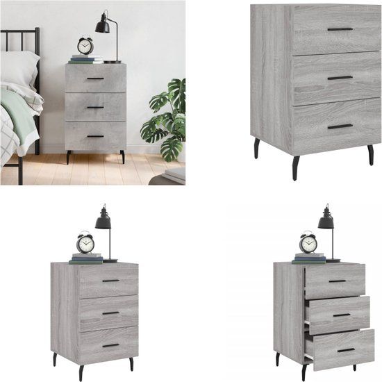 vidaXL Nachtkastje - 40x40x66 cm - Bewerkt Hout - Grijs Sonoma Eikenkleurig